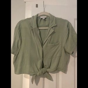 Mint green crop tie top
